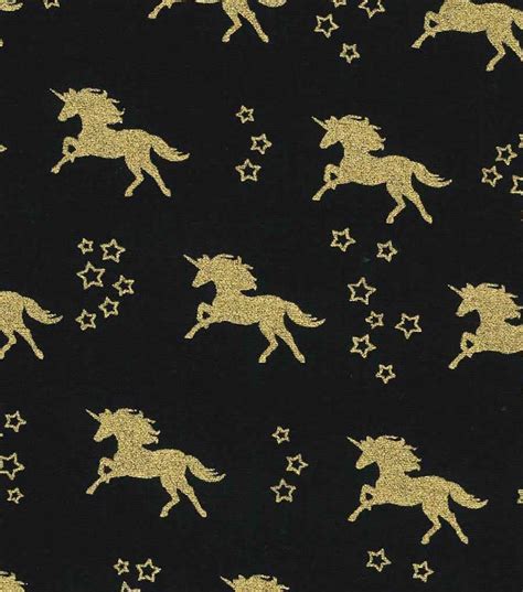 novelty cotton fabric unicorn black gold metallic|Unicorn With Metallic Fabric .